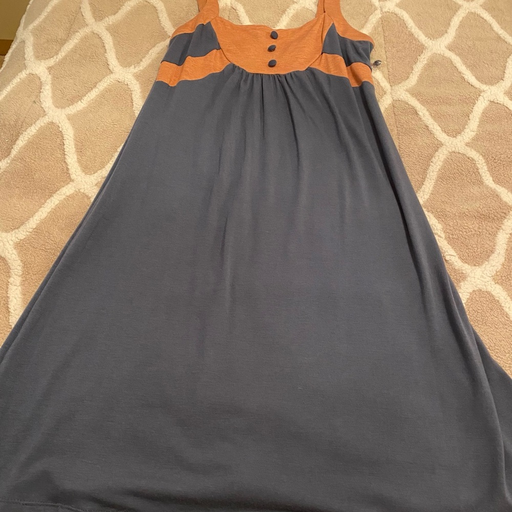 Blue and Orange Sleeveless Dress